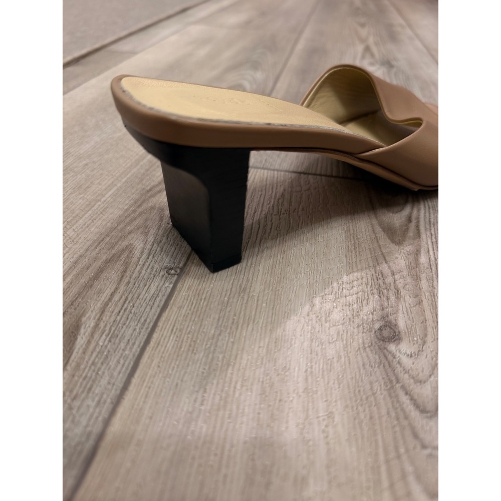 Aeyde Katti Tan Leather Square Toe Block Heel Mules Made in Italy Size 41 - Picture 4 of 6